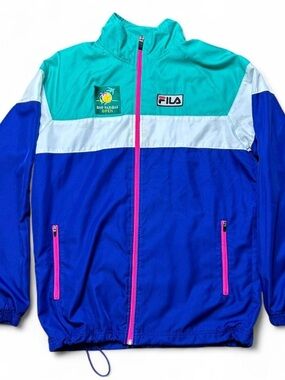 Fila BNP Paribas Open Windbreaker Mens XS Blue Vintage Tennis Jacket